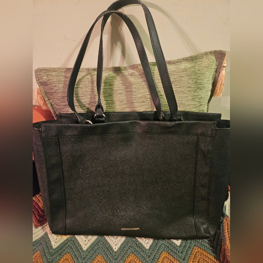 Rebecca Minkoff Monroe Black Saffiano Leather Purse Tote w/o Crossbody Strap